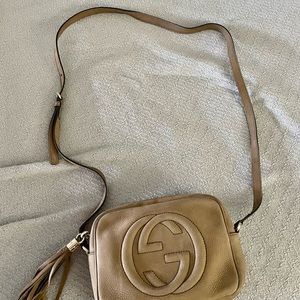 Gucci Disco Bag Crossbody in Tan Leather Suede